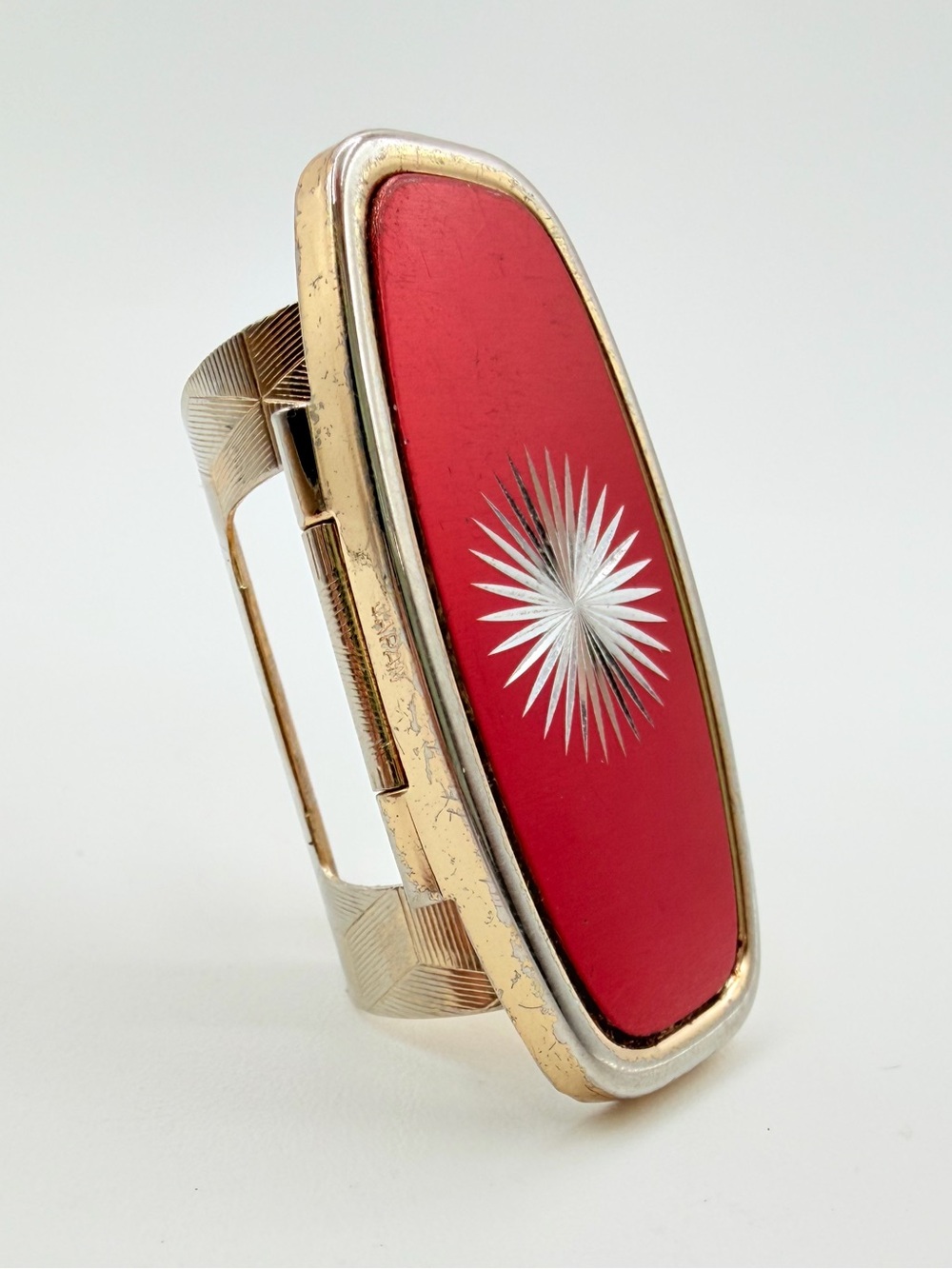 Vintage Japan Lipstick Compact Mirror – Red Enamel Starburst